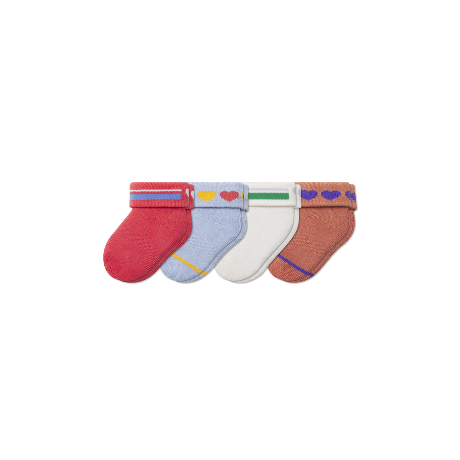 Baby Hearts Sock 4-Pack (0-6 Months) - Modern Court Step