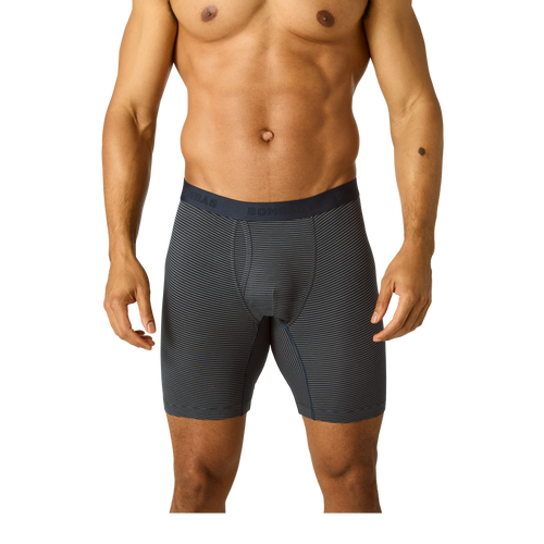 Men's Cotton Modal Blend Long Boxer Brief - Midnight Navy Stripe MO1 [8969]