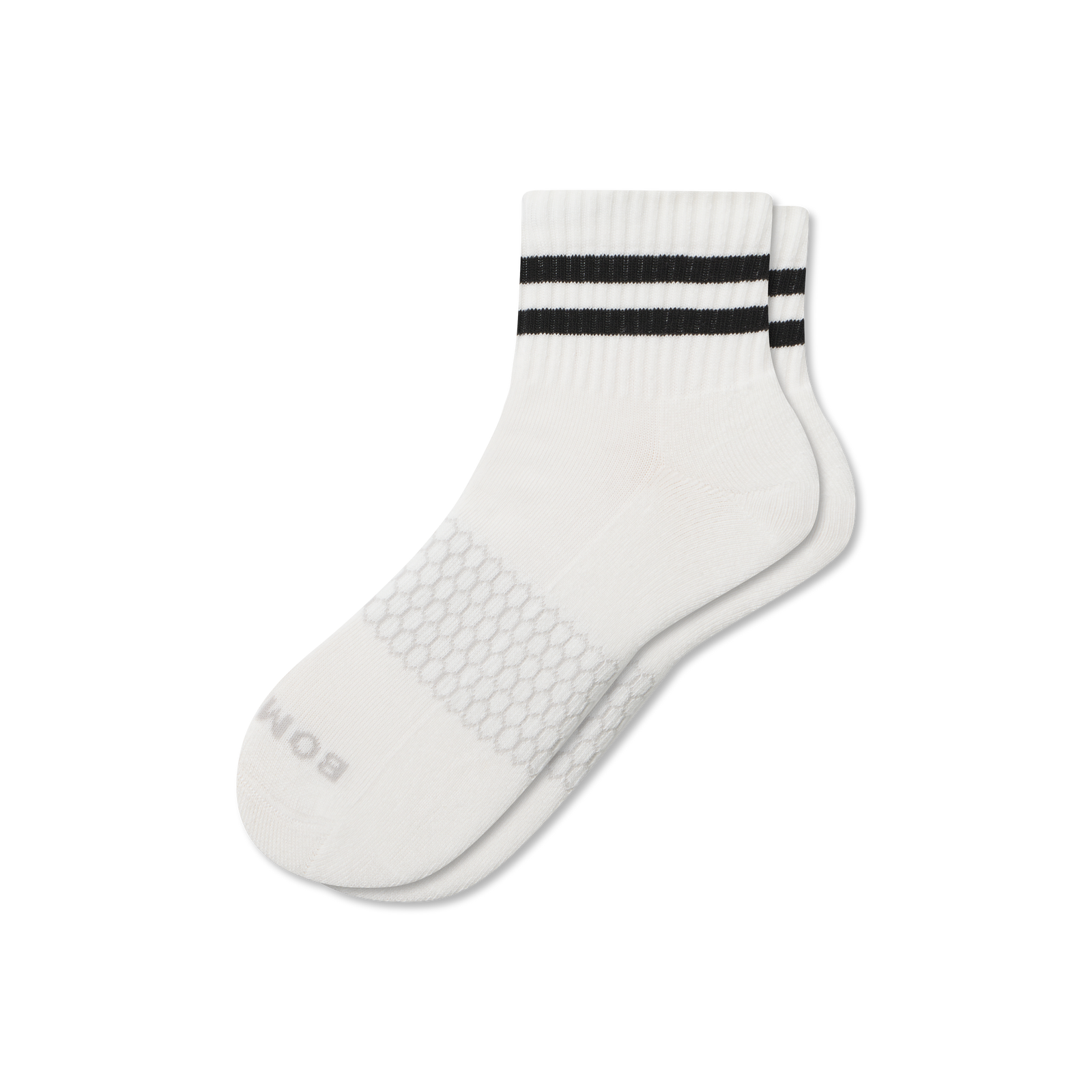 Vintage Stripes Quarter Socks - Soft White / Black L [9006]