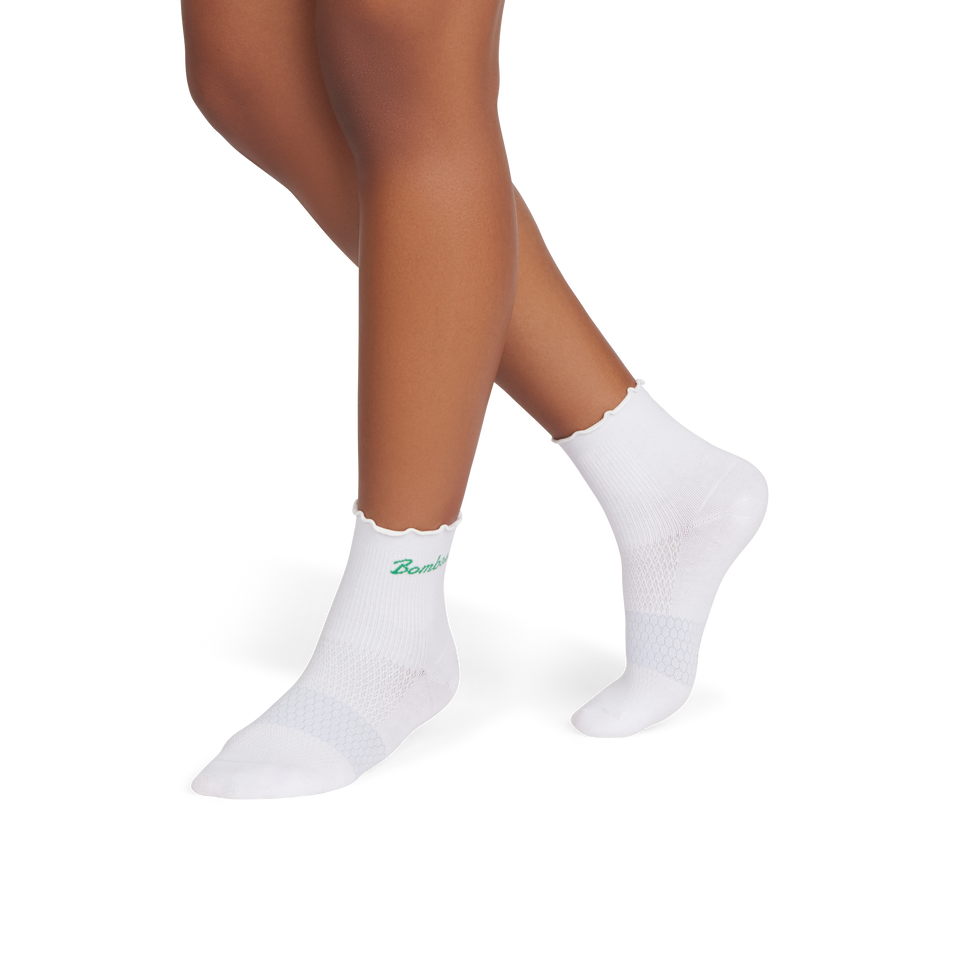 Ruffle Athletic Quarter Socks - white WO1 [9161]