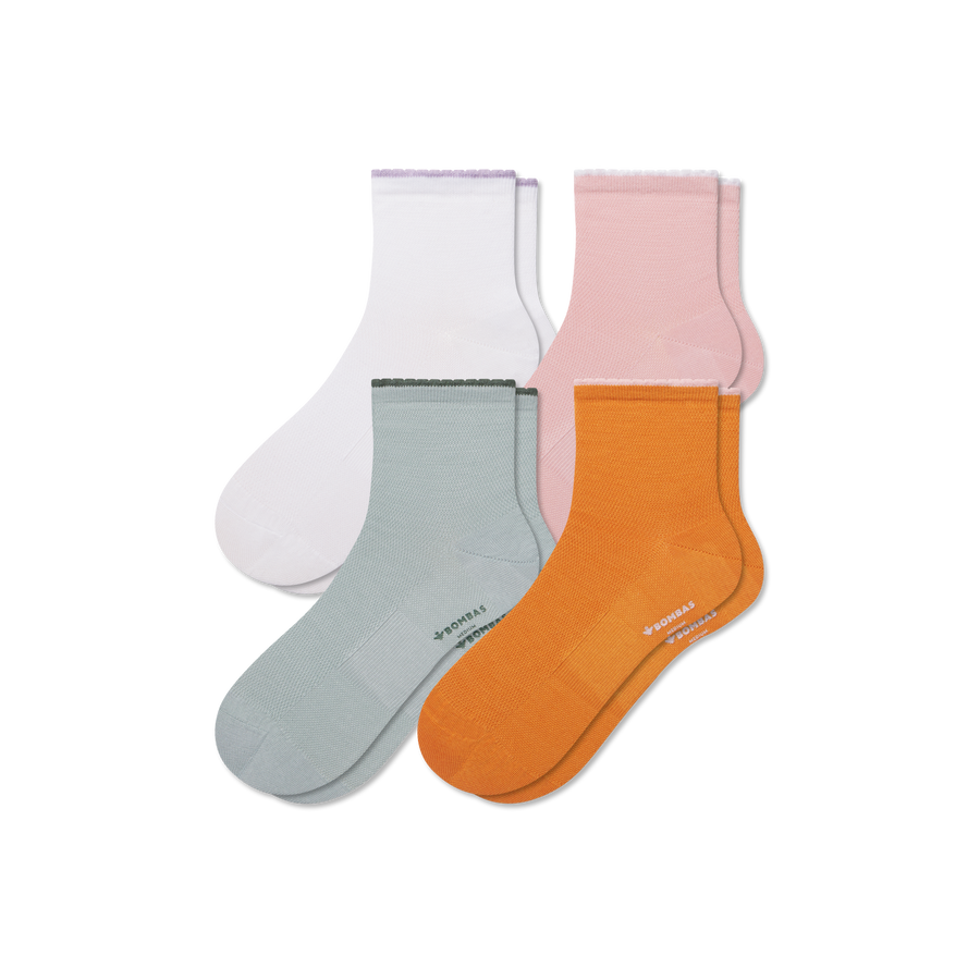 Women’s Scallop Cuff Quarter Sock 4-Pack - Active Hike Step