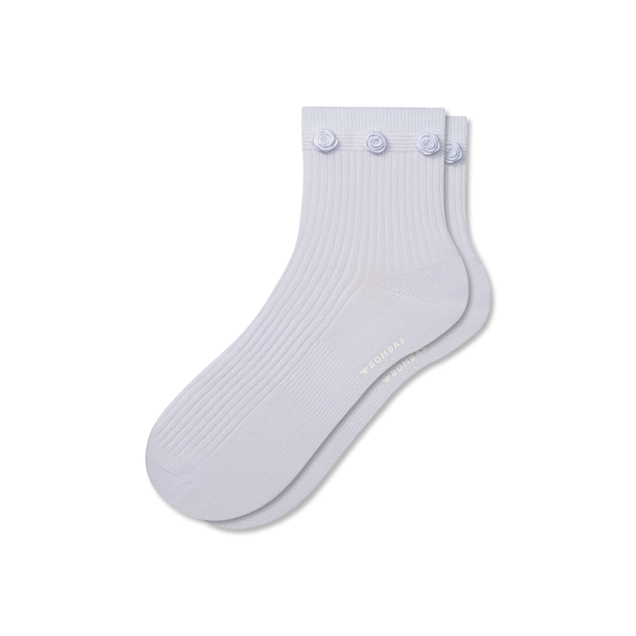 Women's Rosette True Rib Quarter Socks - Fresh Lounge Wear
