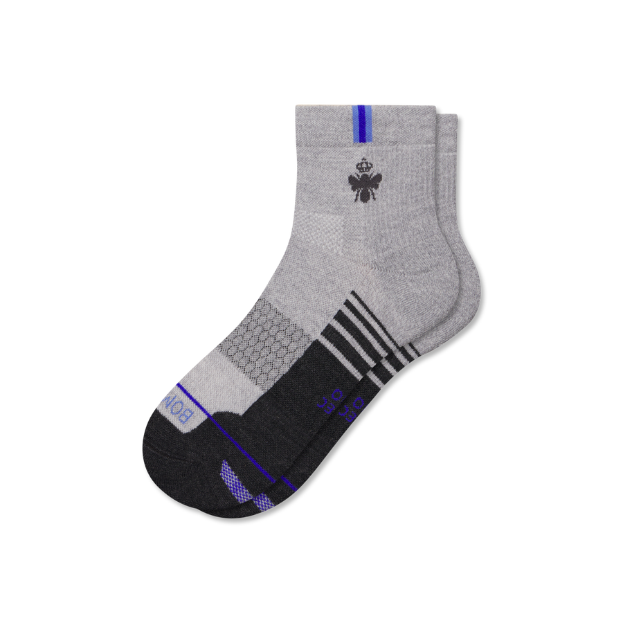 Men's Merino Wool Blend Run Quarter Socks - Steady Run Fit