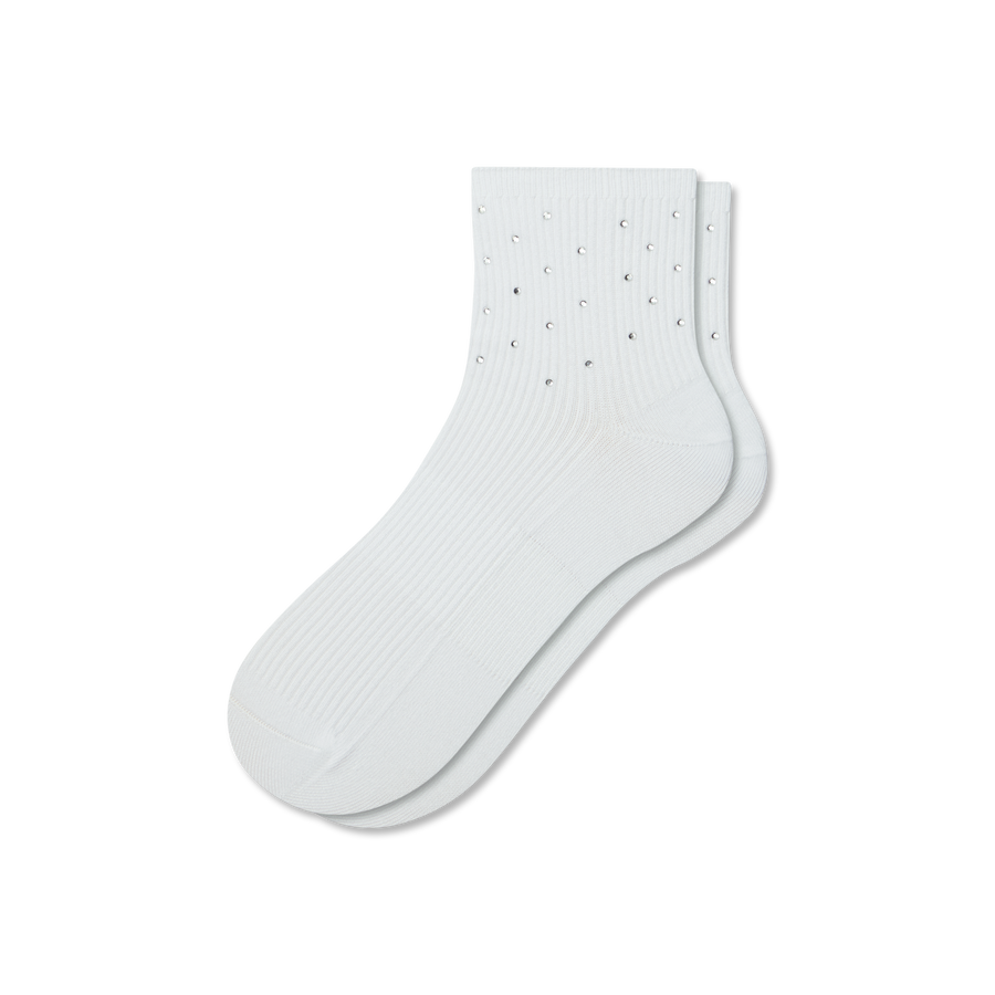 Women’s Rhinestone Rib Quarter Socks - Steady No Show Rotation