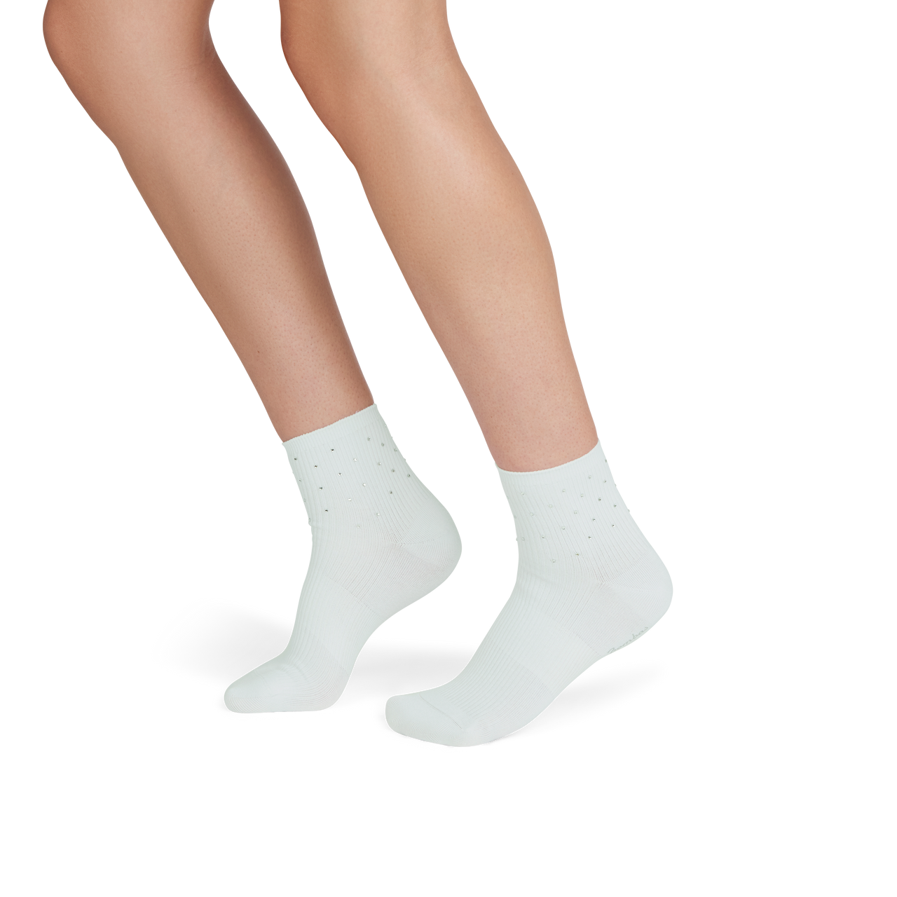 Lightweight Rhinestone Quarter Socks - white WO1 [9724]