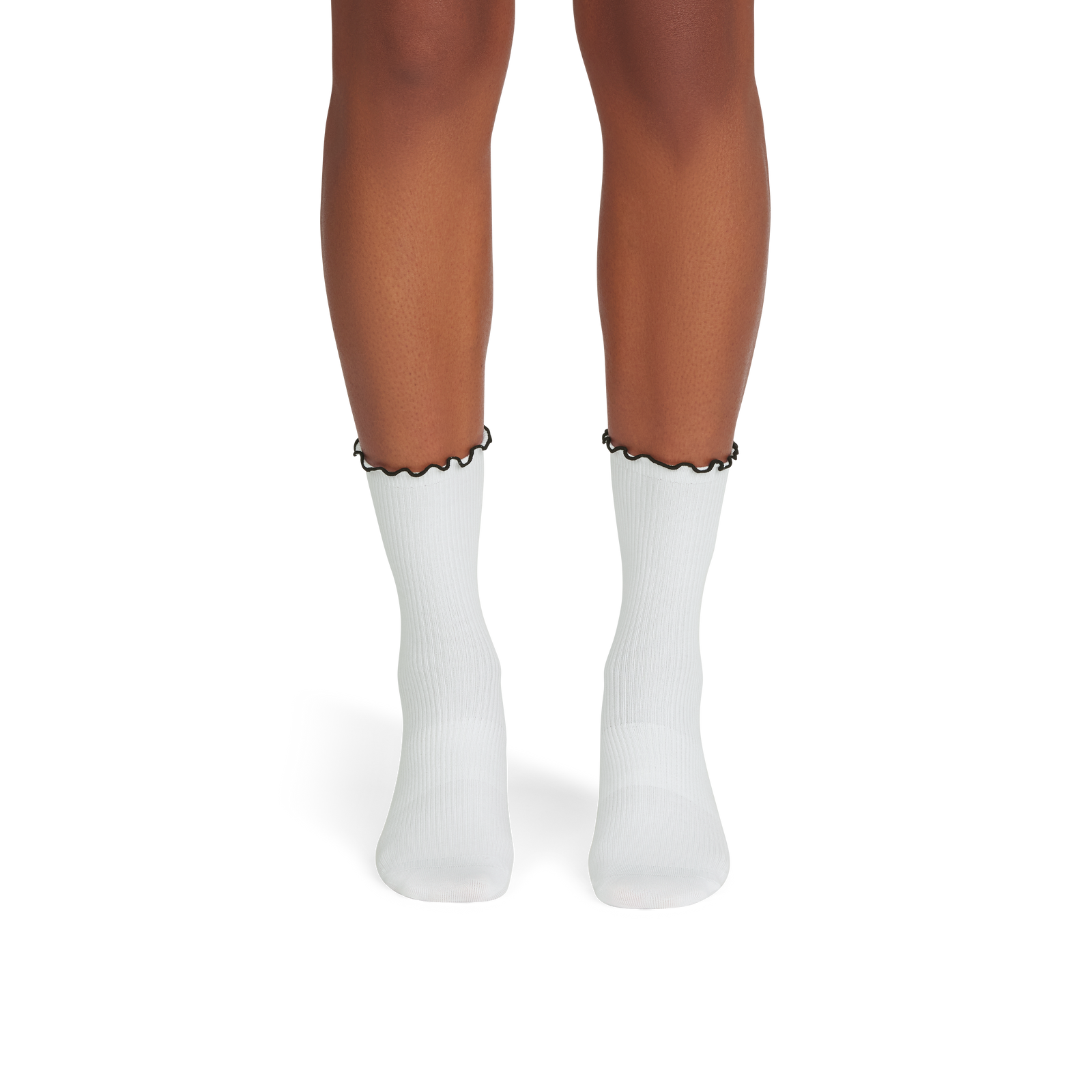 Open Knit Half Calf Socks - white black WO2 [9727]