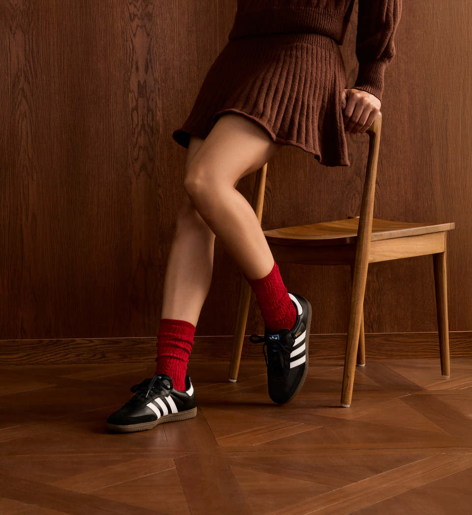 Pointelle Calf Socks - heritage red [LIFESTYLE] [9728]