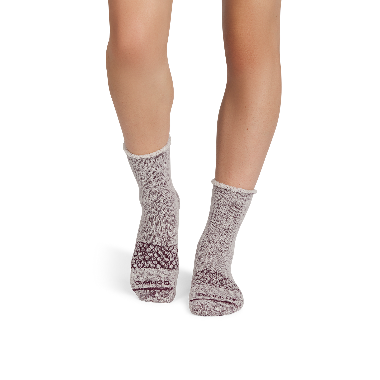 Merino Wool Blend Gripper Sweatshirt Socks - Burgundy WO1 [9805]