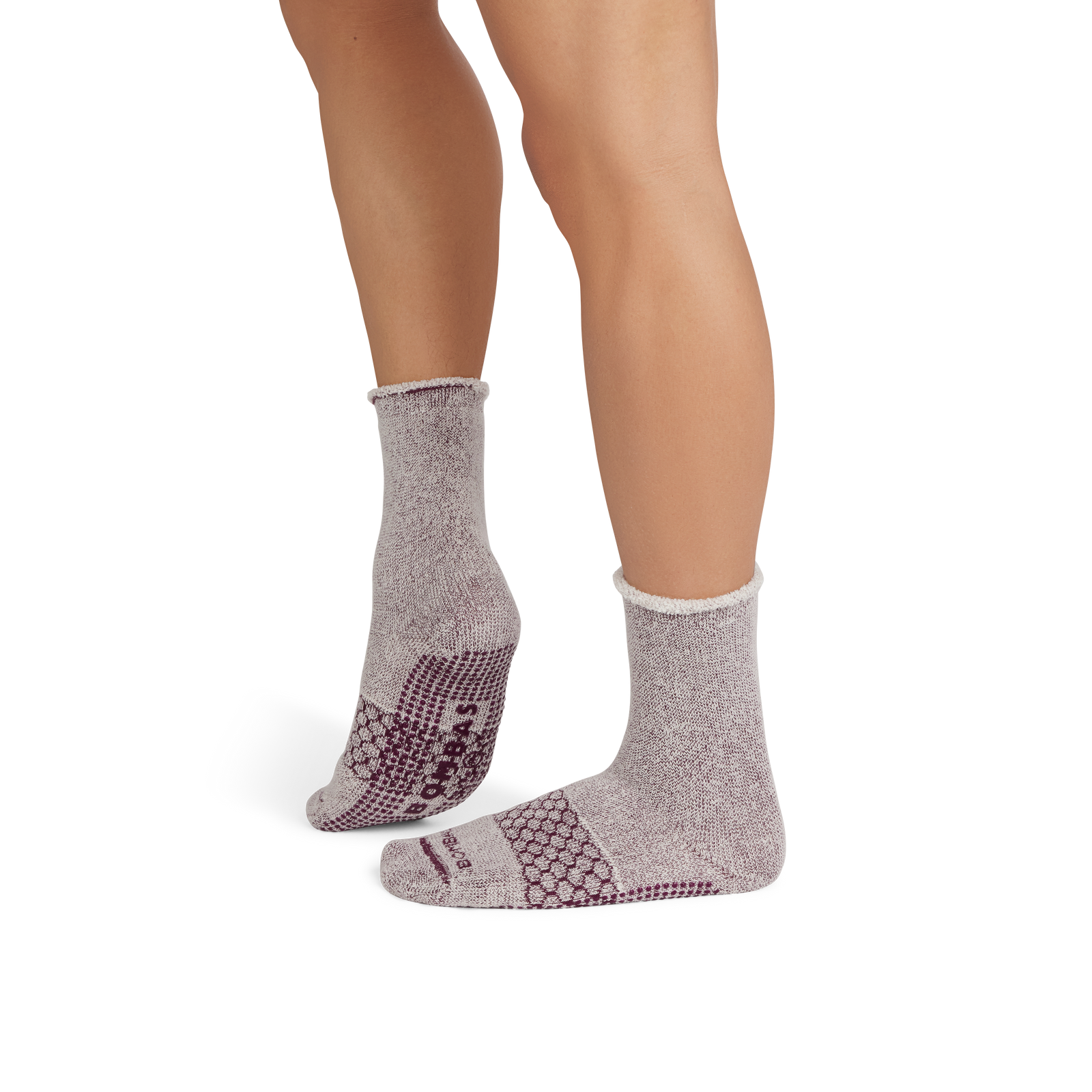 Merino Wool Blend Gripper Sweatshirt Socks - Burgundy MO1 [9805]