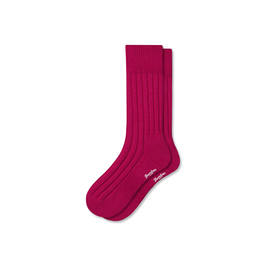 Women's Merino Cashmere Blend Rib Calf Socks - Soft Run Comfort