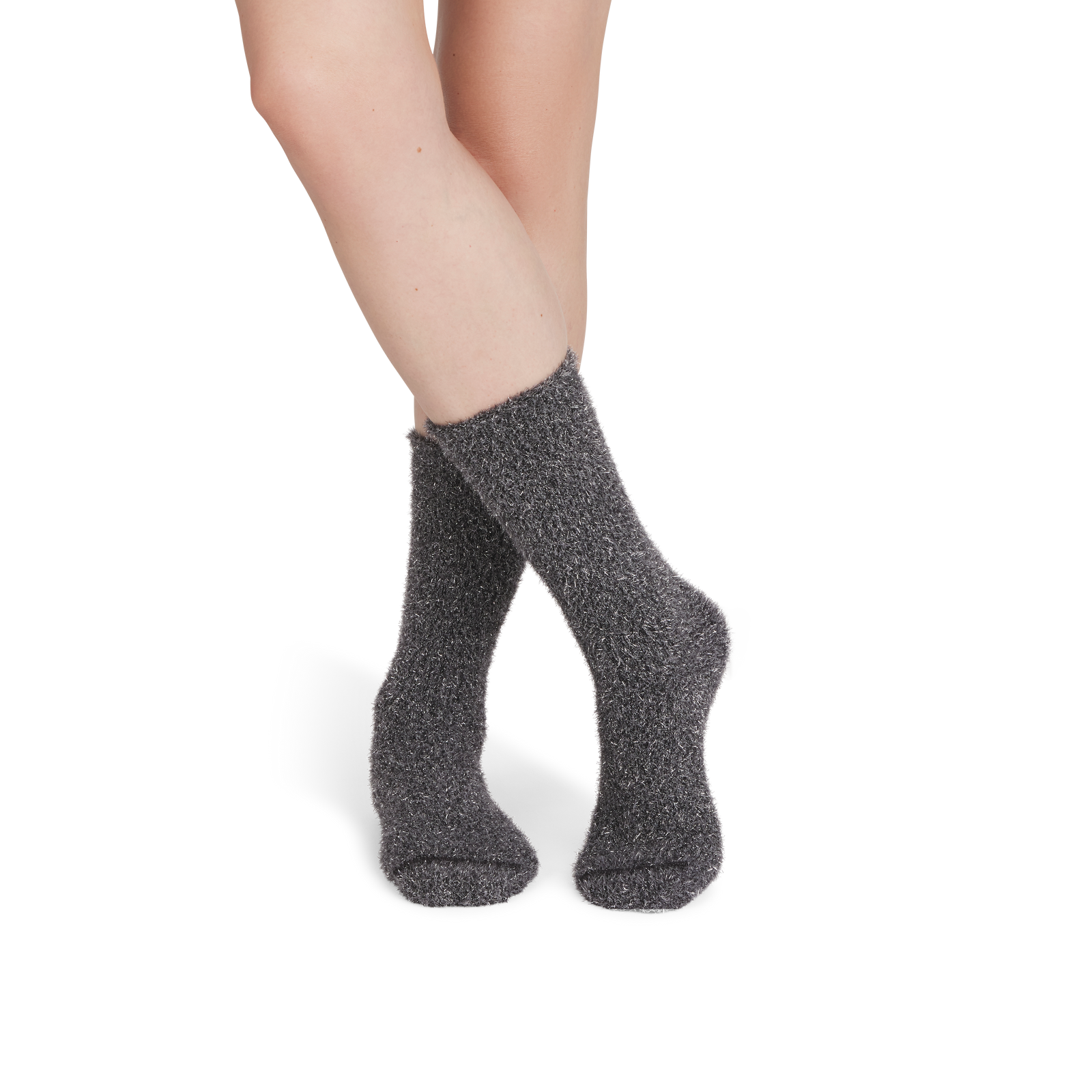 Women's Fuzzy Socks - Black Sparkle WO1 [9849]