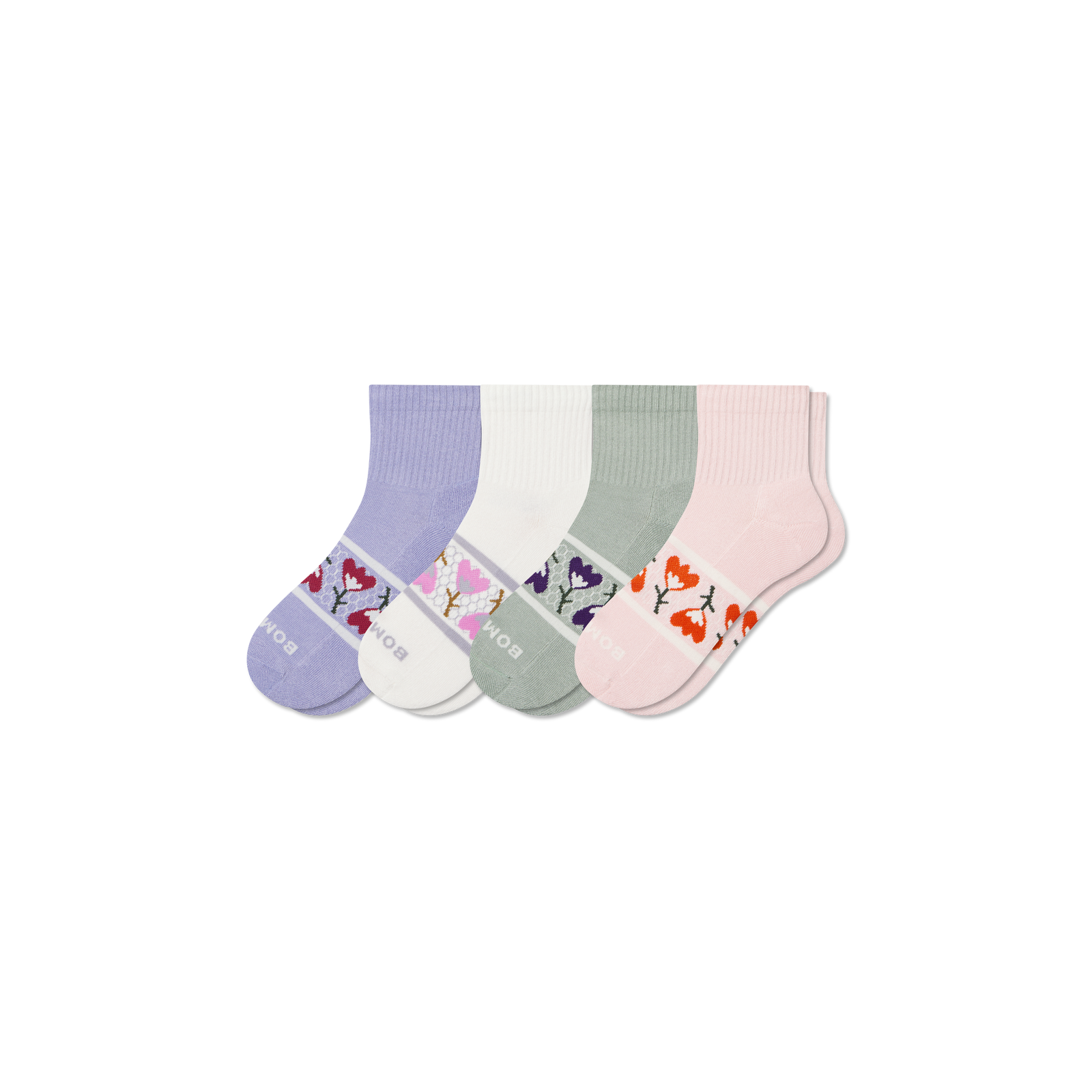 Women's Garden Party Quarter Sock 4-Pack - pink sage mix L [9865]