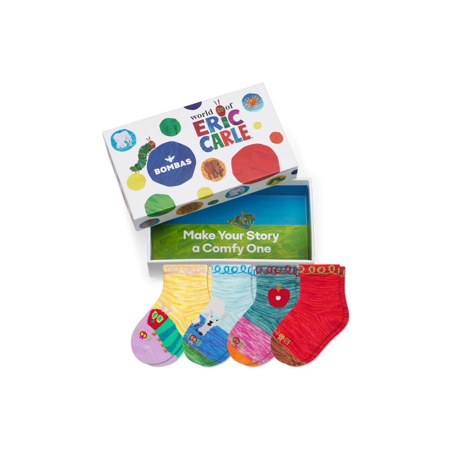 Toddler Eric Carle Lightweight Calf Sock 4-Pack Gift Box - Utility Carry Storage