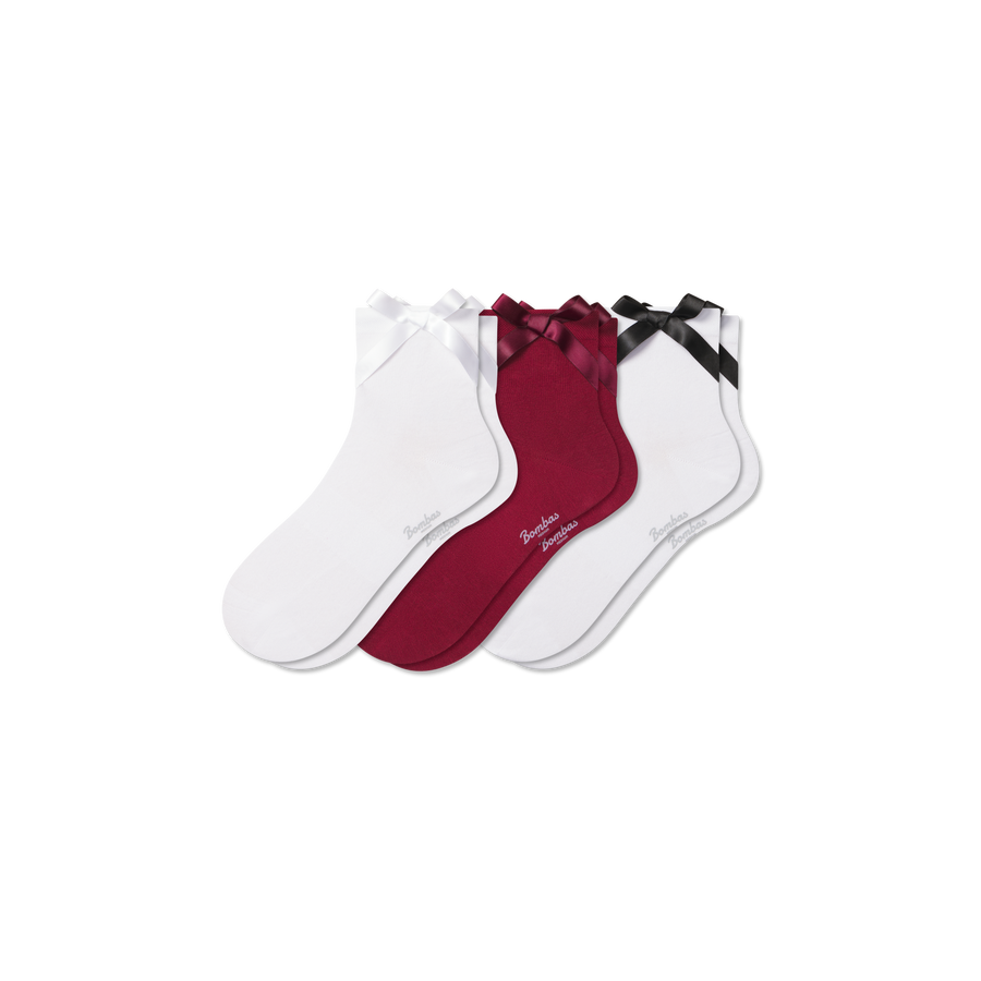 Women's Lightweight Bow Quarter Sock 3-Pack - Smooth Court Move
