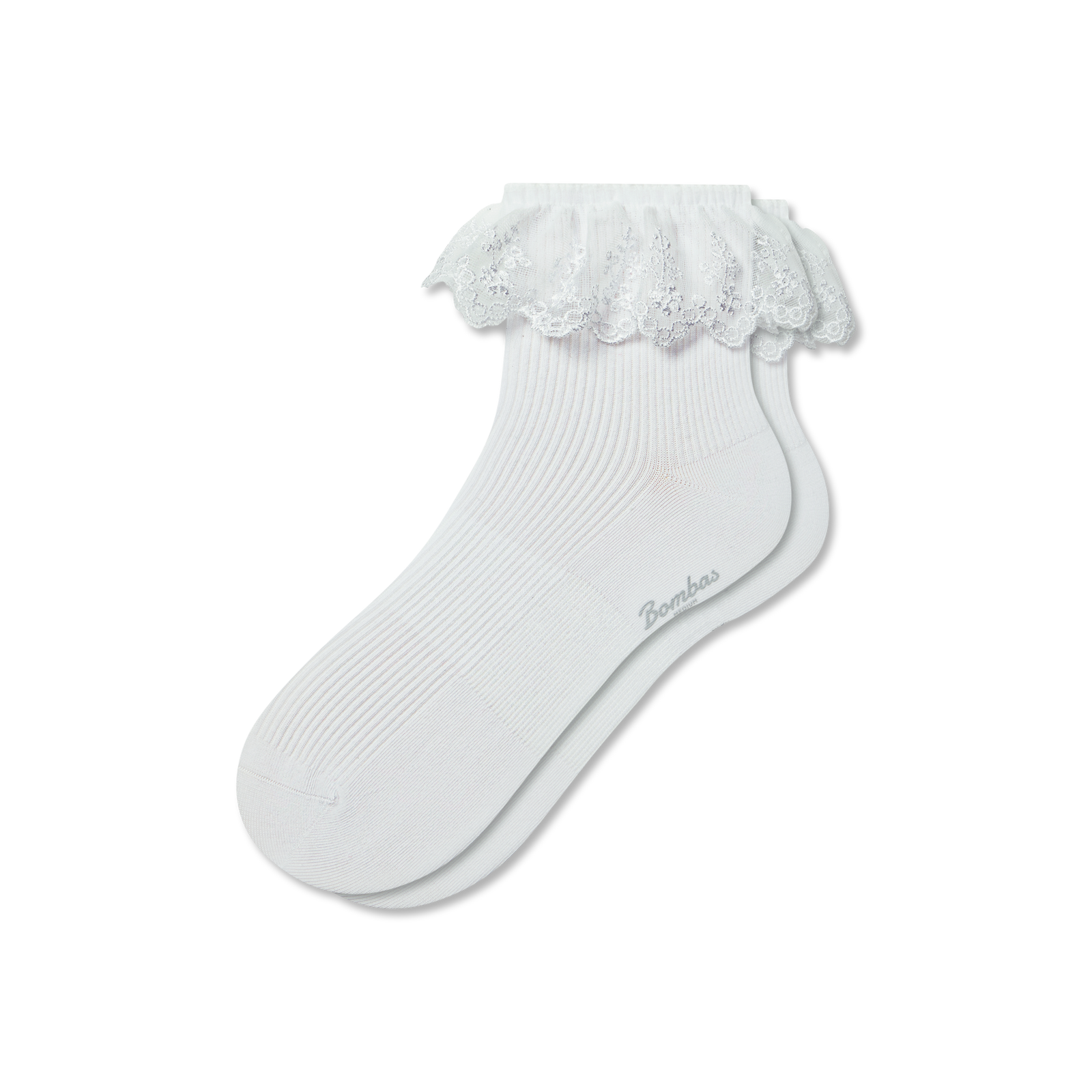 Ruffle Lace Quarter Socks - white L [9966]