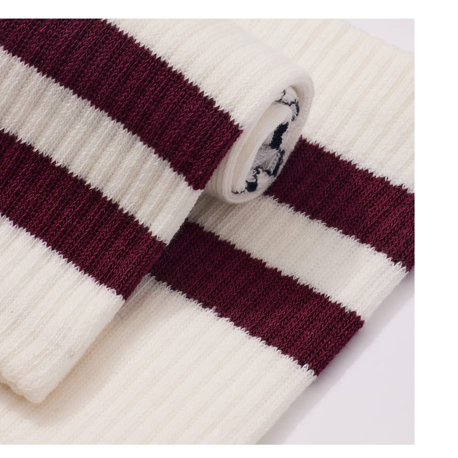 Vintage Stripes Half Calf Socks - Wine Detail [Lifestyle]