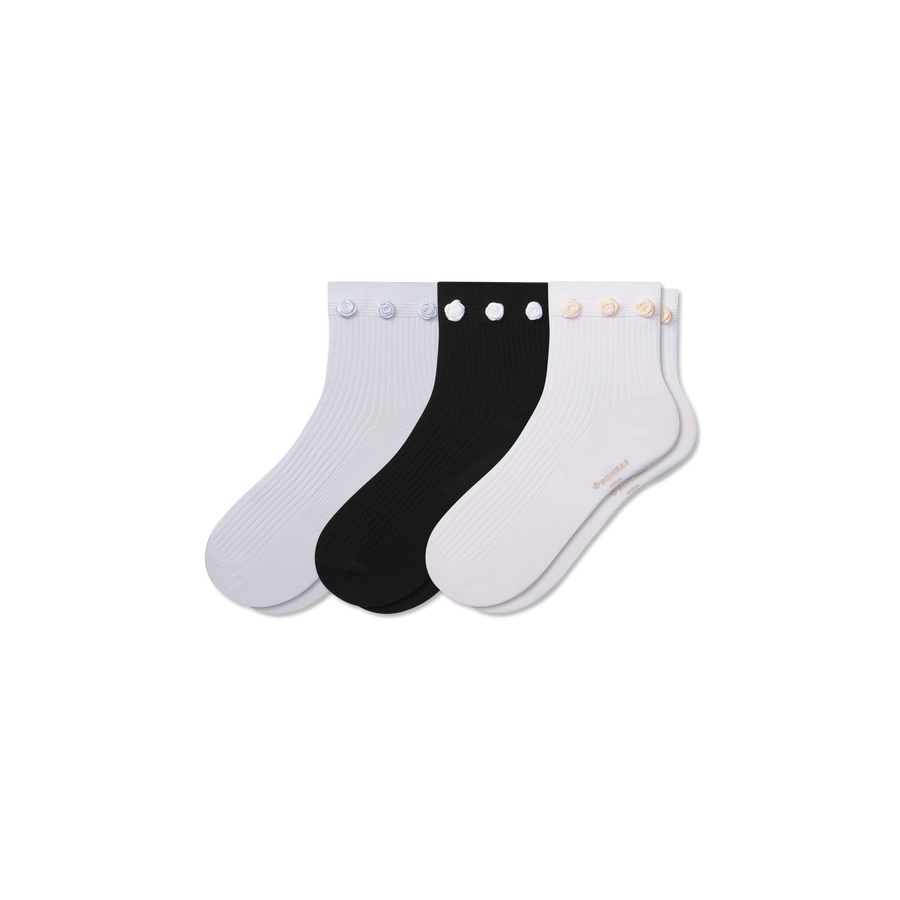 Women's Rosette True Rib Quarter Sock 3-Pack - Soft Recovery Move