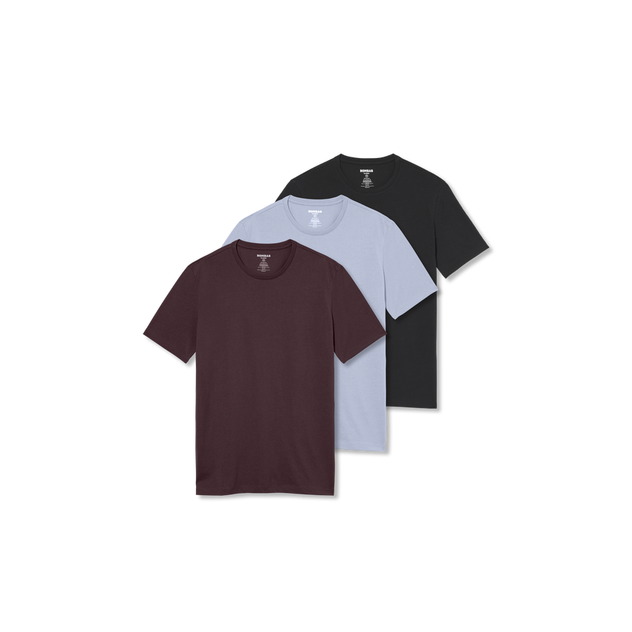 Men's Pima Cotton Slim Crew Neck T-Shirt 3-Pack - Soft Lounge Ready