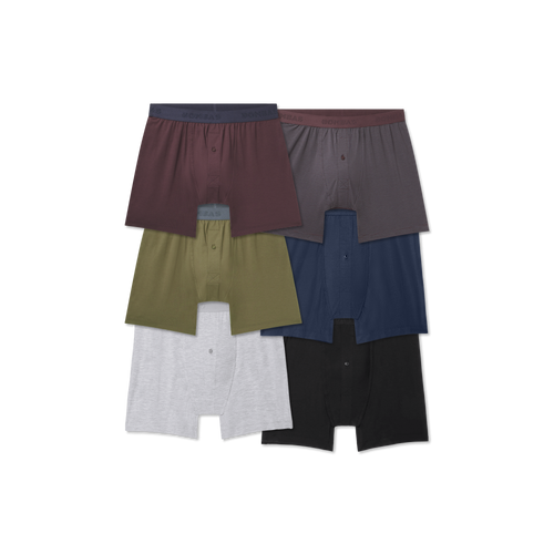Men's Cotton Modal Blend Boxer 6-Pack - All Spice Navy Mix L