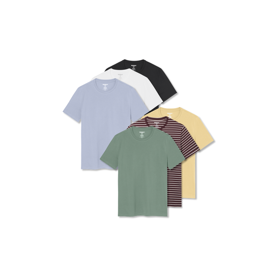 Men's Pima Cotton Crew Neck T-Shirt 6-Pack - Relaxed Everyday Fit