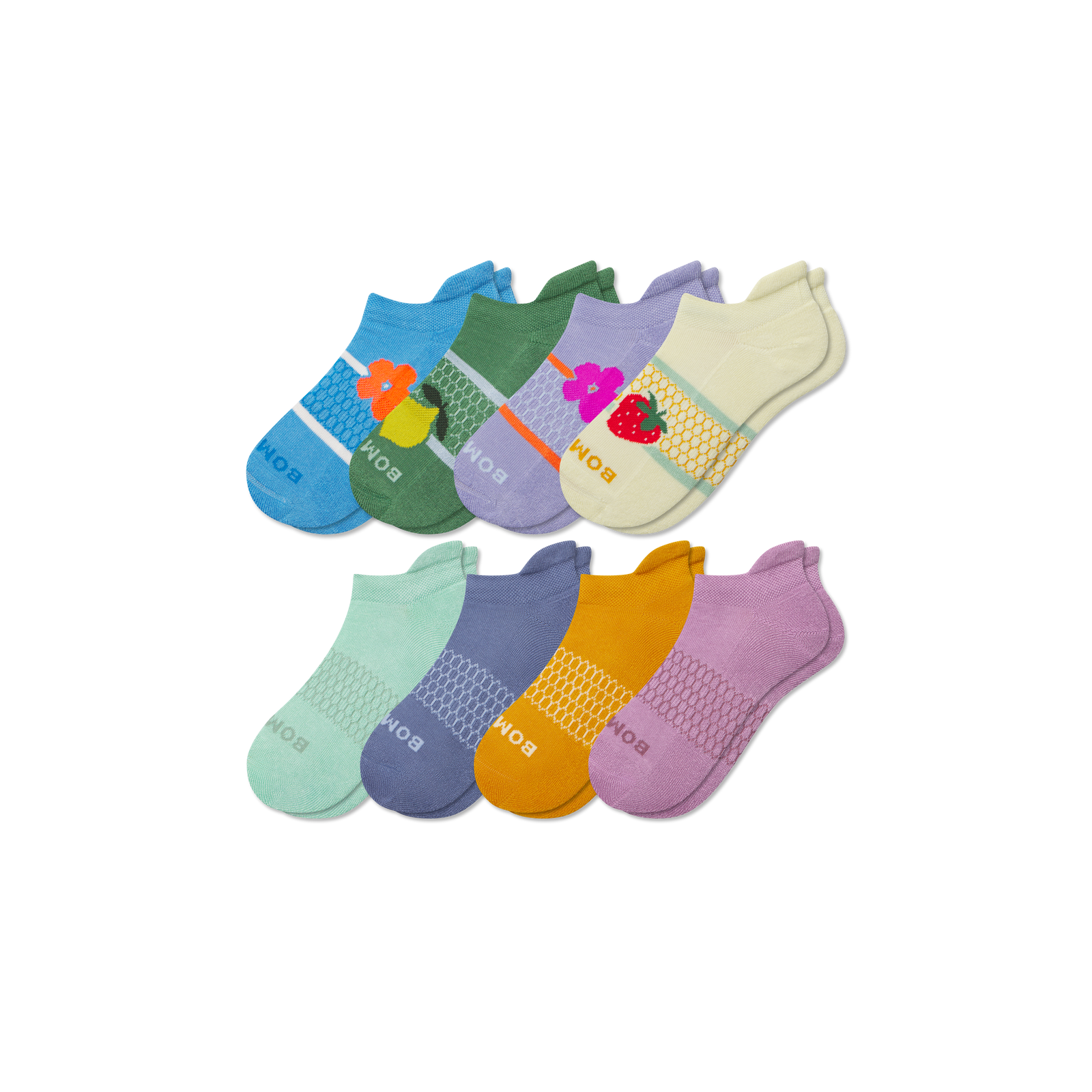 Youth Ankle Sock 8-Pack - berry blue mix L