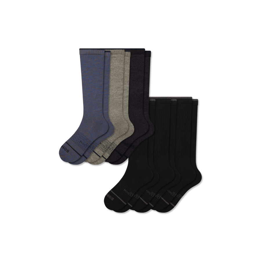 Women's Merino Wool Blend Everyday Compression Sock 6-Pack (15-20mmHg) - Strong Stride Flow