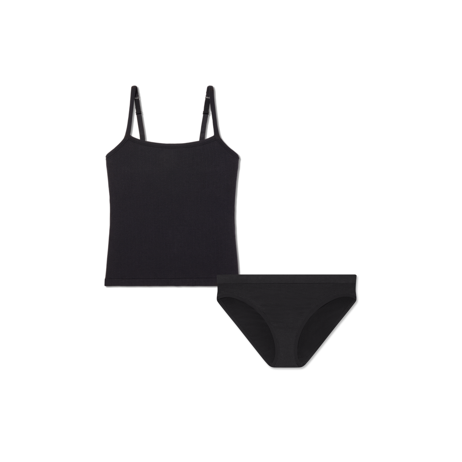 Women's Built-In Bra Seamless Cami + Bikini Pack - Black L