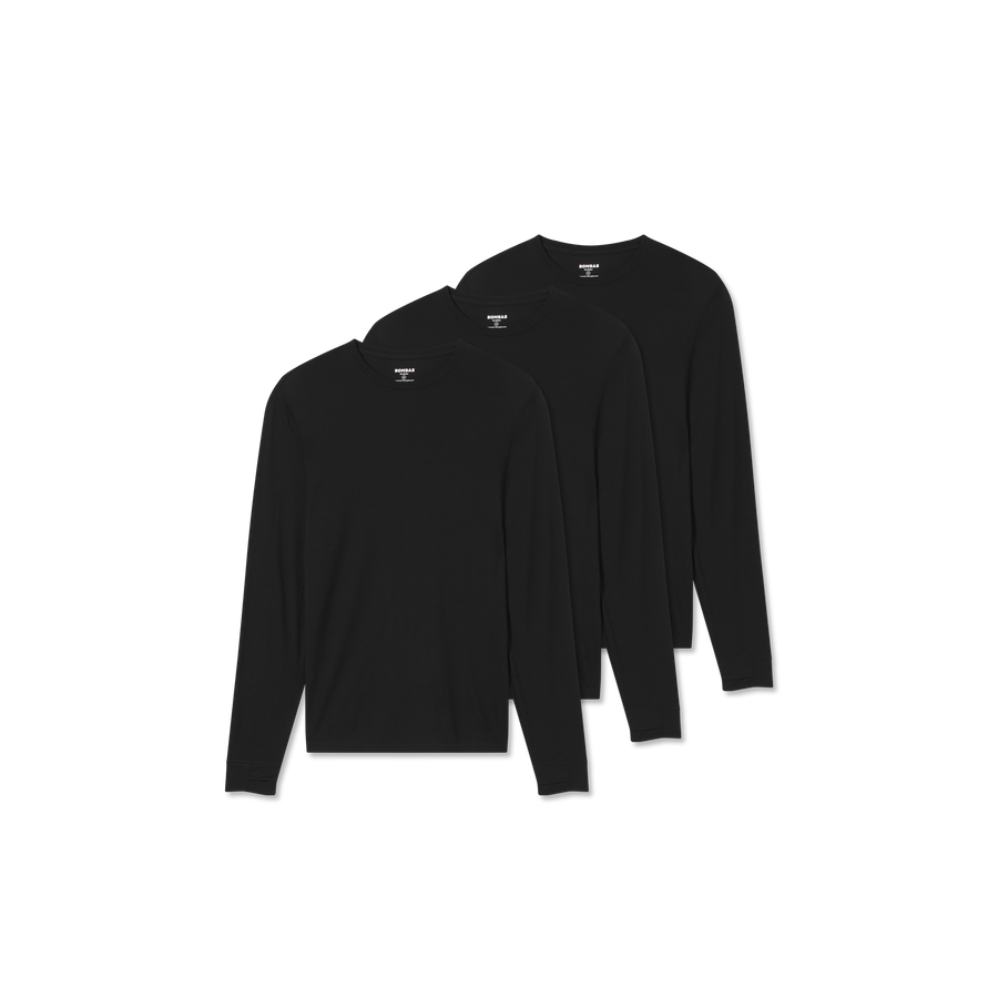 Men's Merino Wool Blend Crew Neck Long Sleeve T-Shirt 3-Pack - Support Trail Fit