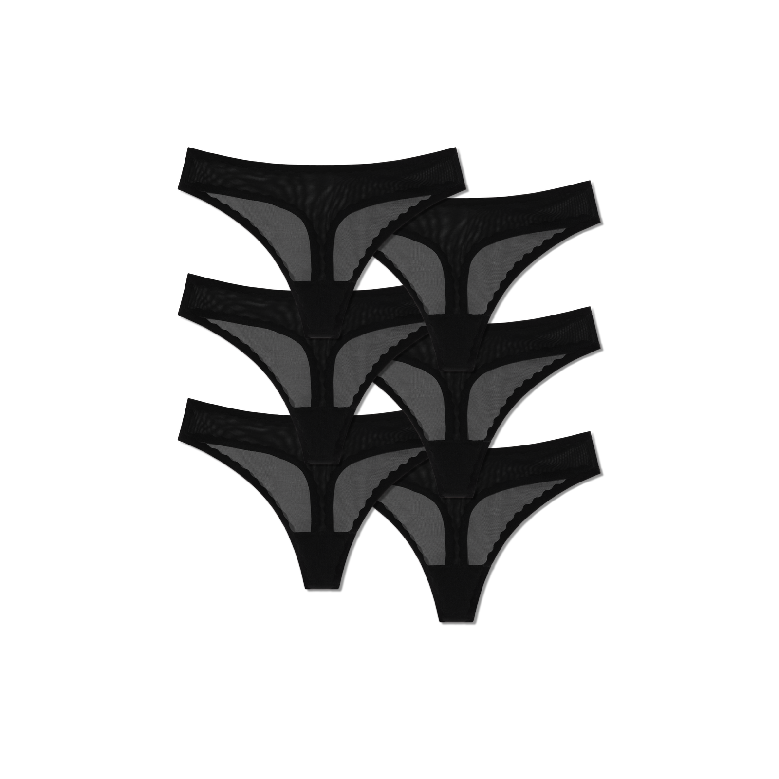 Womenâ€™s SoftMesh Thong 6-Pack - Black L