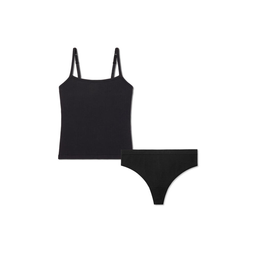 Women's Built-In Bra Seamless Cami + Thong Pack - Gentle Support Hold
