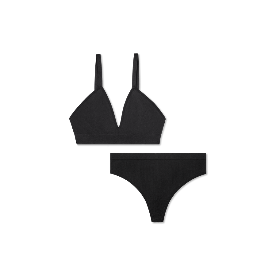 Women's Seamless Triangle Bralette + Thong Pack - Daily Smooth Ease