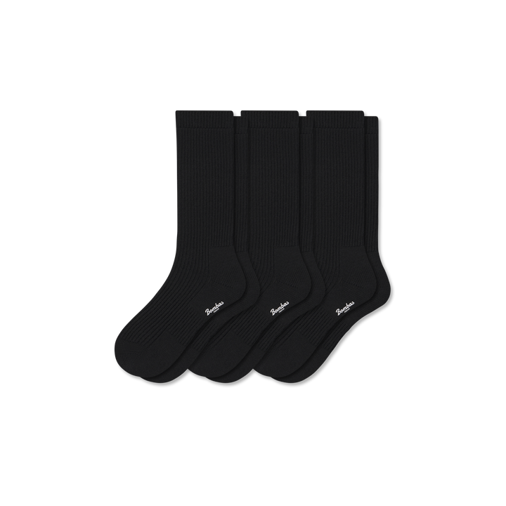 Women's Merino Cashmere Blend Calf Sock 3-Pack - Black Mix L
