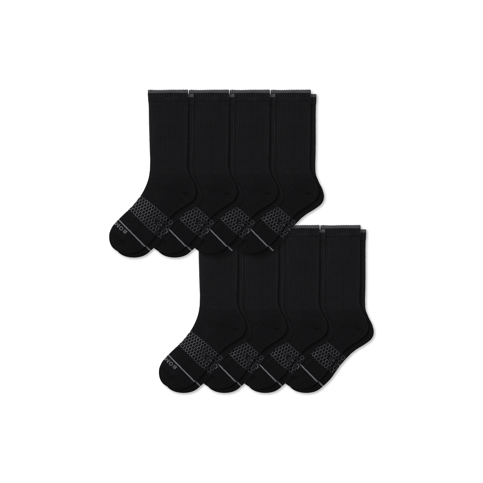 Merino Wool Blend Calf Sock 8-Pack - Black Mix L