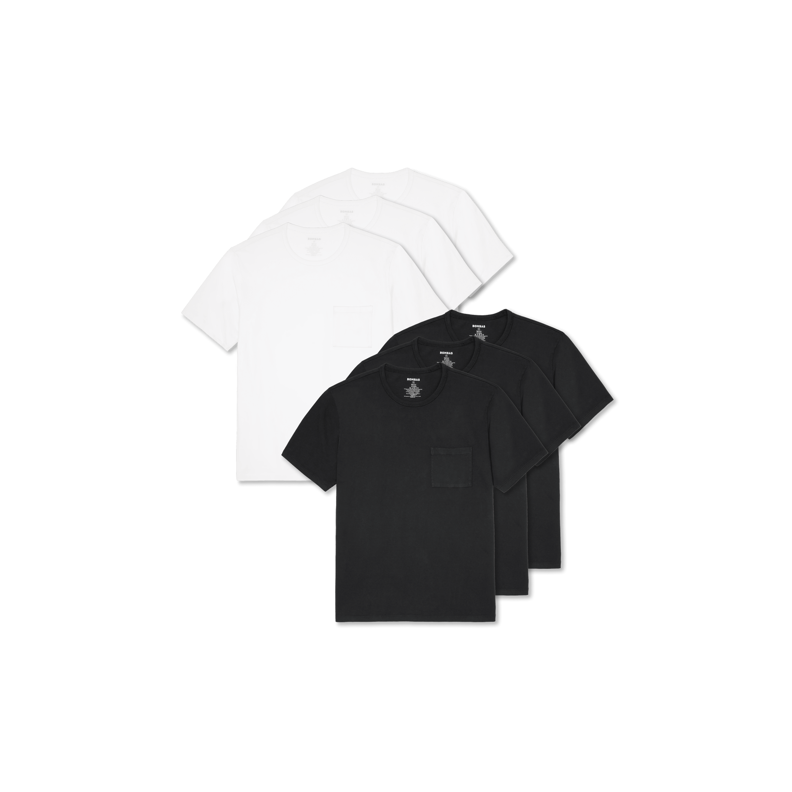 Women's Premium Weight Pocket Crew Neck T-Shirt 6-Pack - Black White Pack L