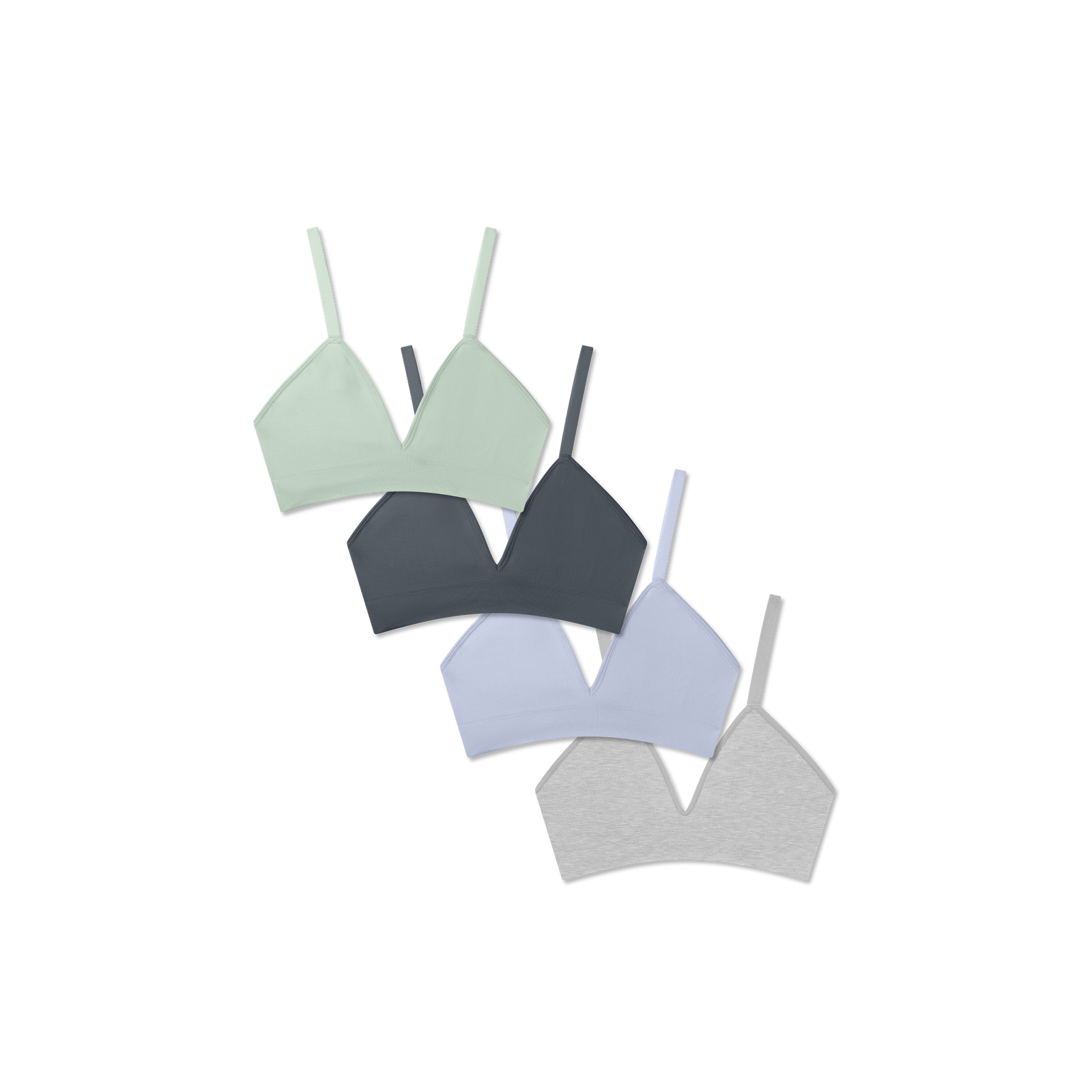 Women's Seamless Triangle Bralette 4-Pack - Blue Grey Mix L
