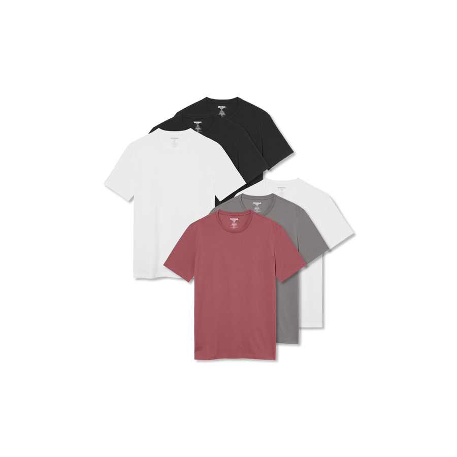 Men's Pima Cotton Slim Crew Neck T-Shirt 6-Pack - Modern Weekend Wear