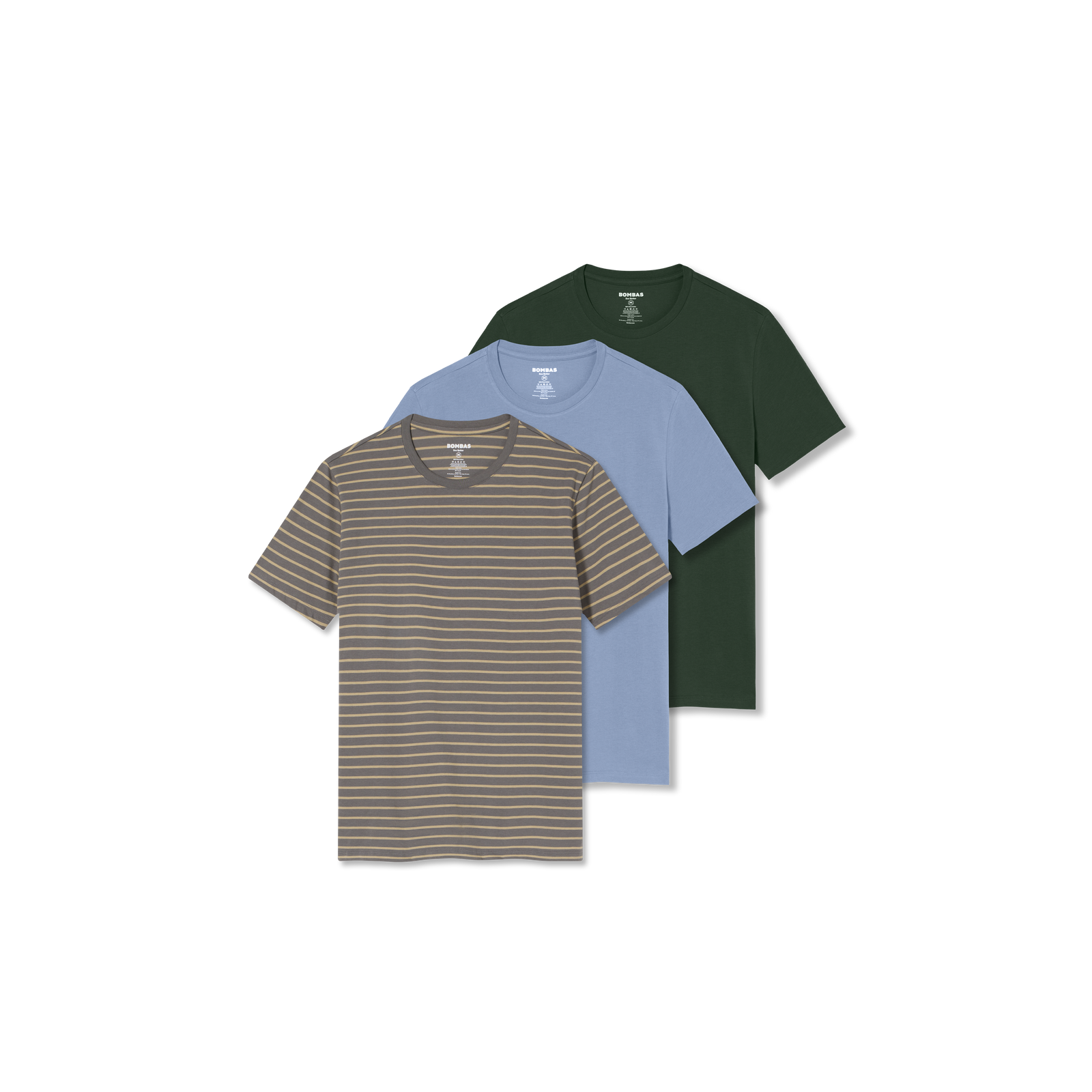 Men's Pima Cotton Crew Neck T-Shirt 3-Pack - Boulder Stripe Smoke Mix L