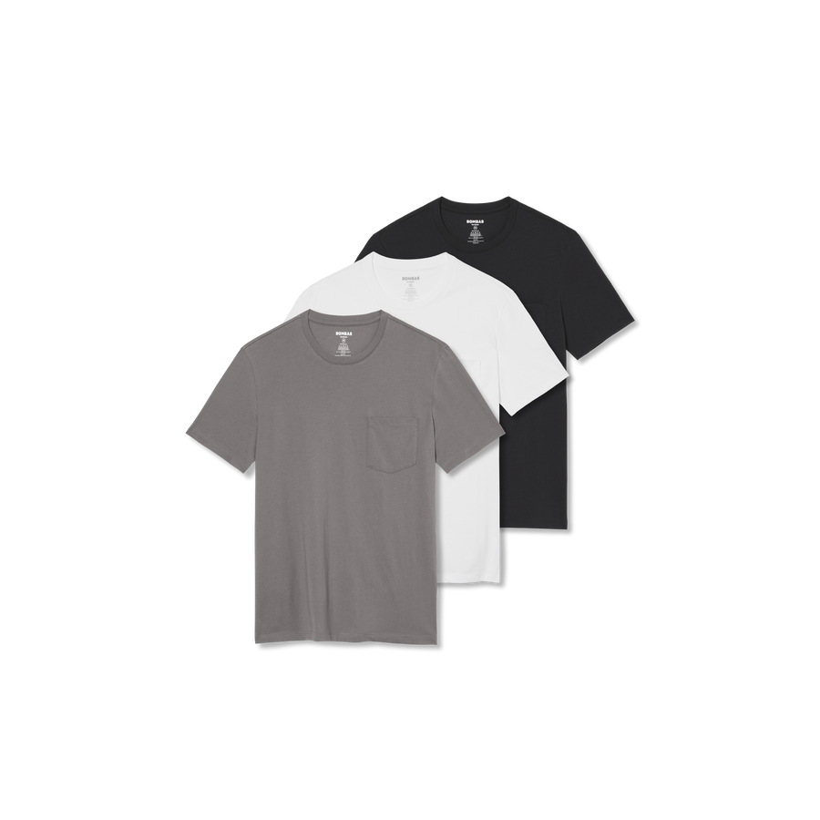 Men's Pima Cotton Pocket Crew Neck T-Shirt 3-Pack - Smooth Lounge Style