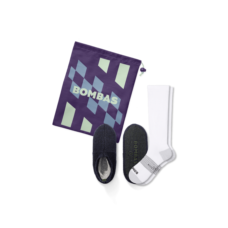 Men's Travel Compression Sock and Gripper Slipper 2-Pack - Motion Relief
