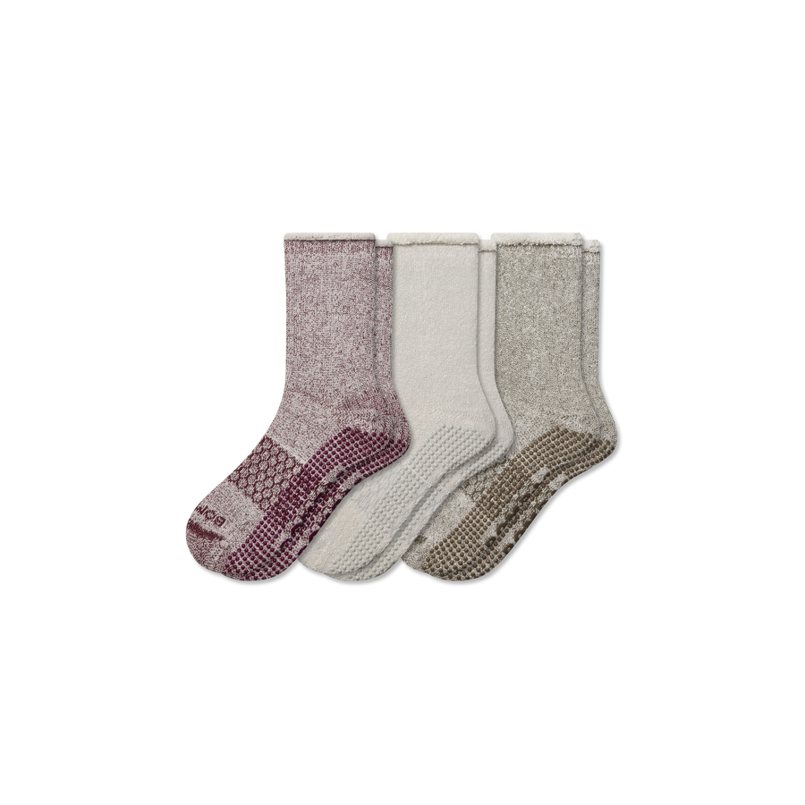 Women’s Roll-Top Merino Blend Gripper House Sock 3-Pack - Active Ankle Wear