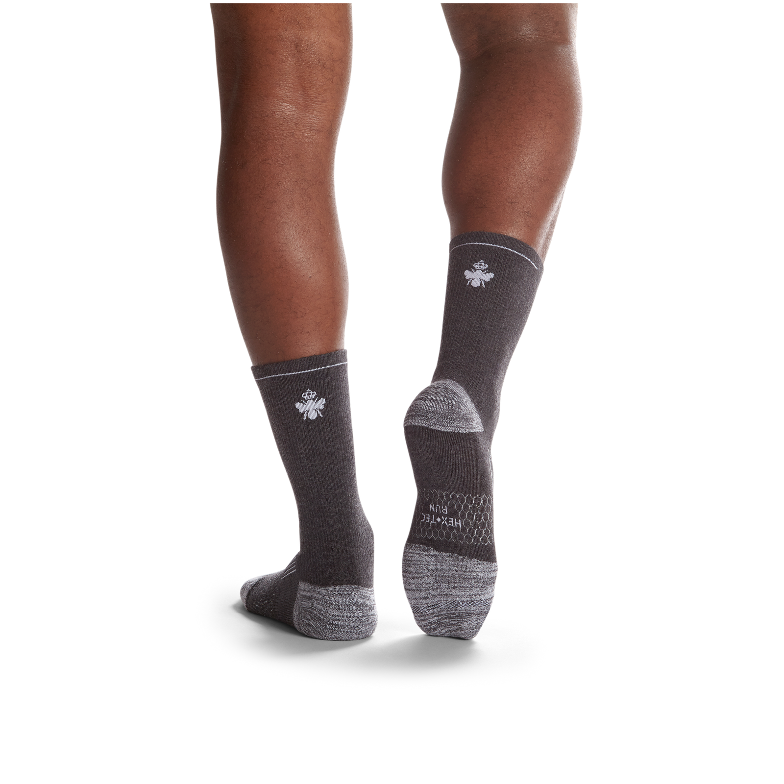 Men's Running Calf Socks - charcoal-with-bee - 58