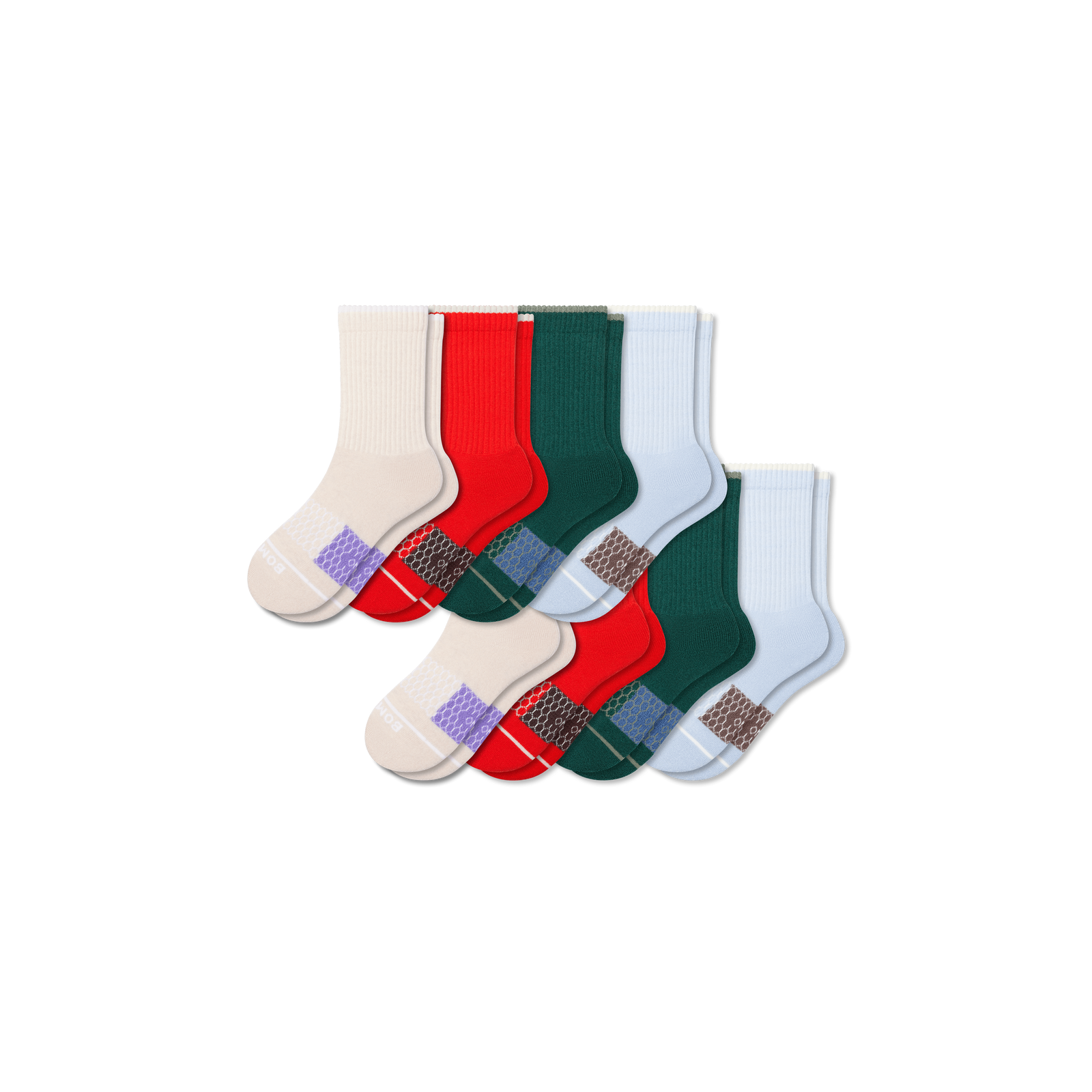 Youth Merino Wool Blend Calf Sock 8-Pack - Cherry Forest L