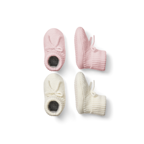 Baby Bow Gripper Slipper 2-Pack - Cloud Pink x Ivory / 6-12 L