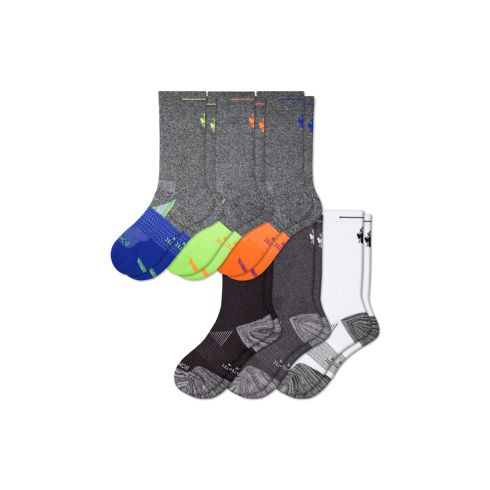 Men's Running Calf Sock 6-Pack - Cobalt Mixed