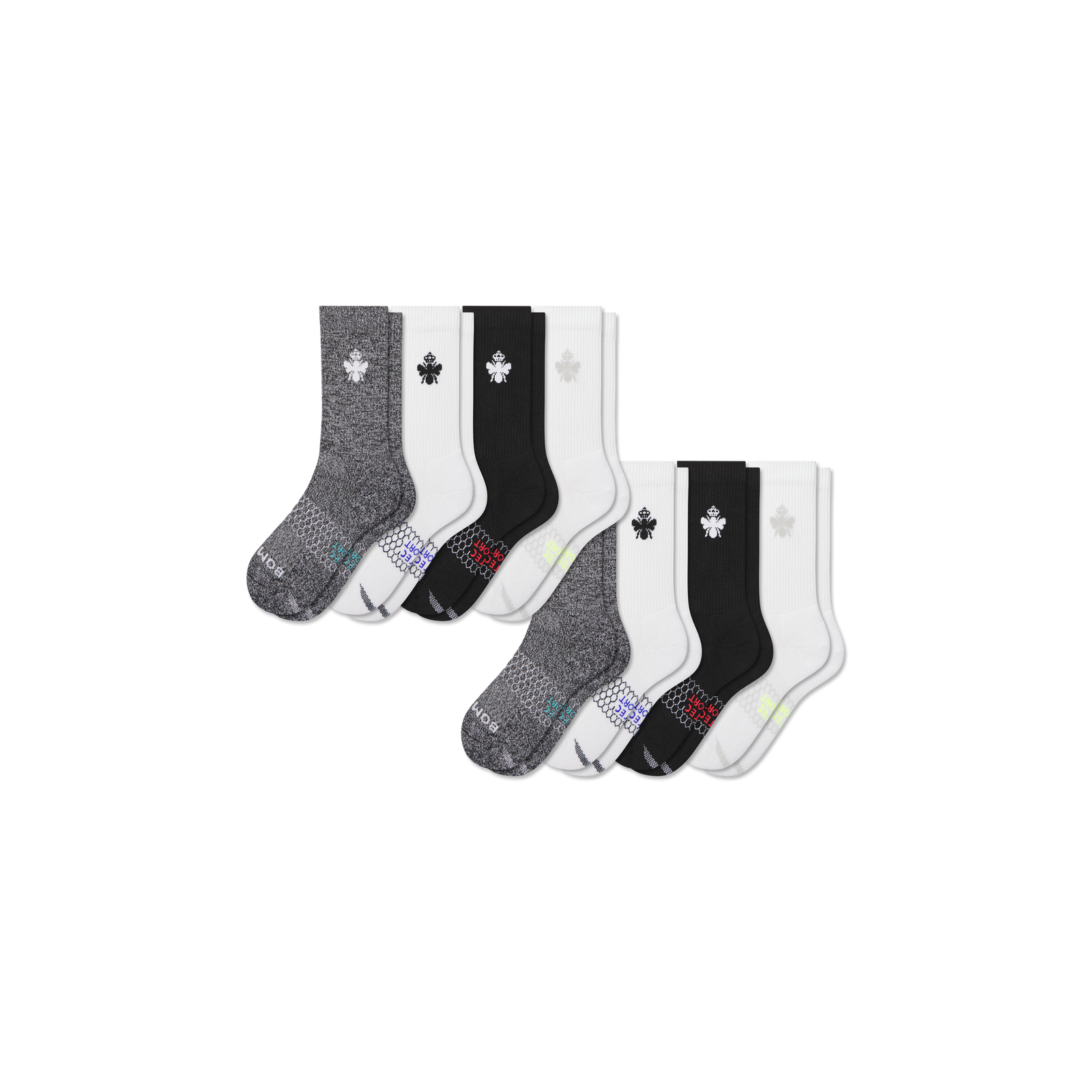 Youth All Sport Calf Sock 8-Pack - Core Mix L