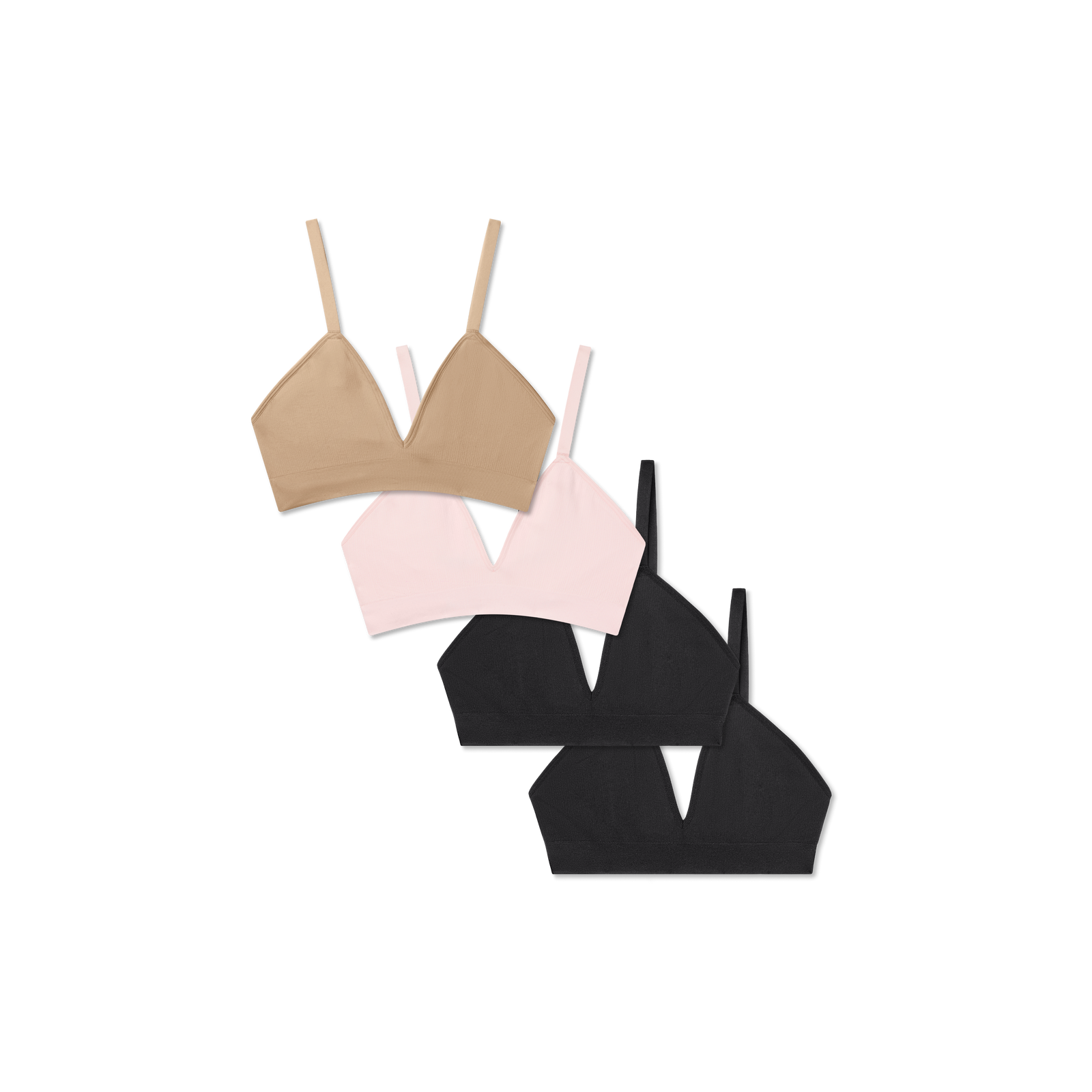 Women's Seamless Triangle Bralette 4-Pack - Core Mix L