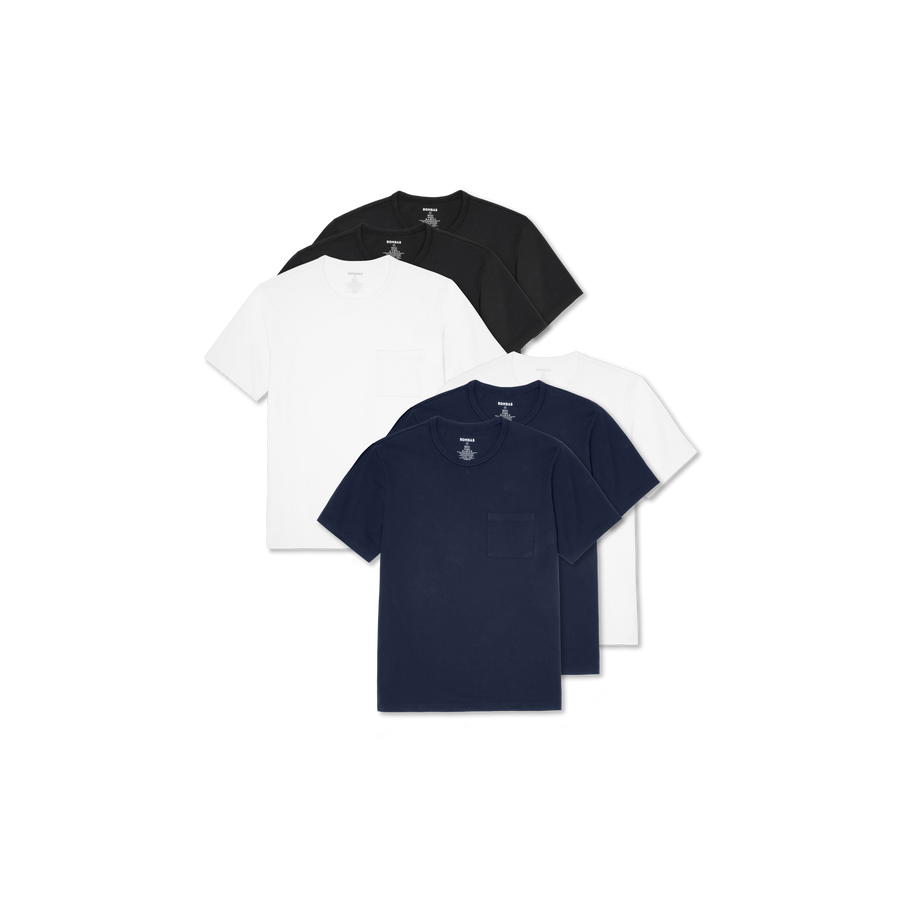 Men's Premium Weight Pocket Crew Neck T-Shirt 6-Pack - Essential Street Style