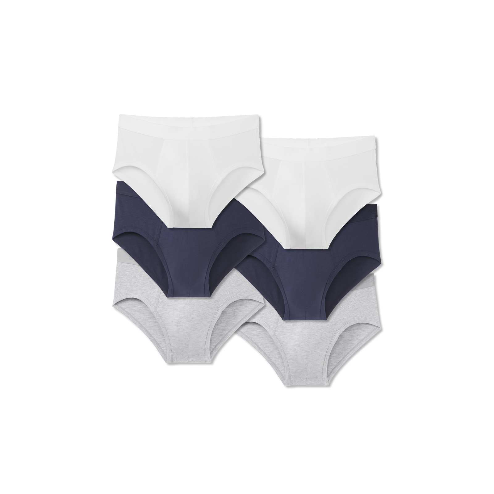 Men's Cotton Modal Blend Flyless Brief 6-Pack - Dark White Mix L