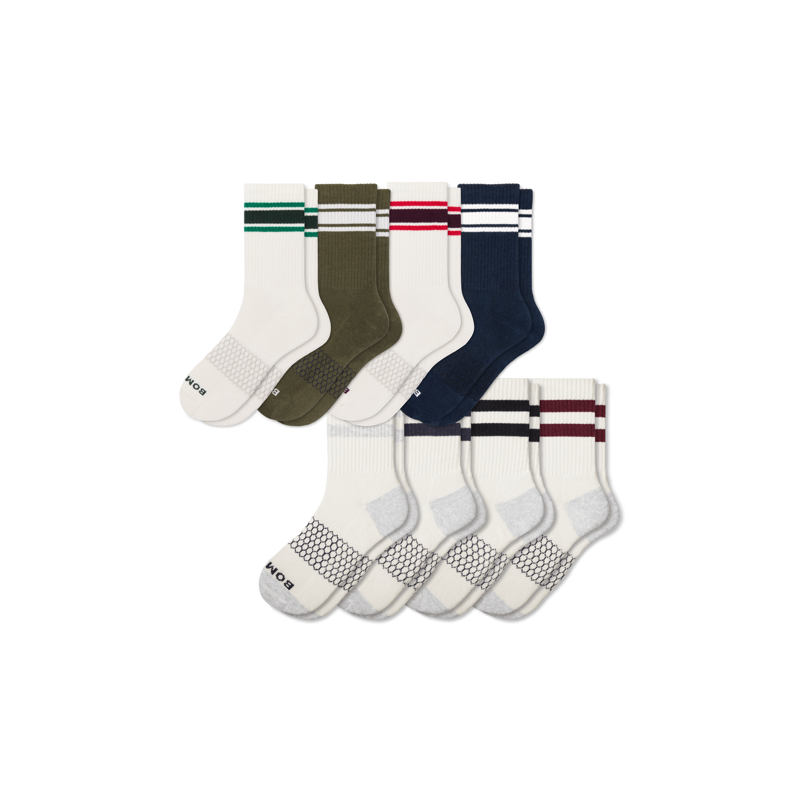 Men's Vintage Stripes Half Calf Sock 8-Pack - Desert Neutrals Mix L