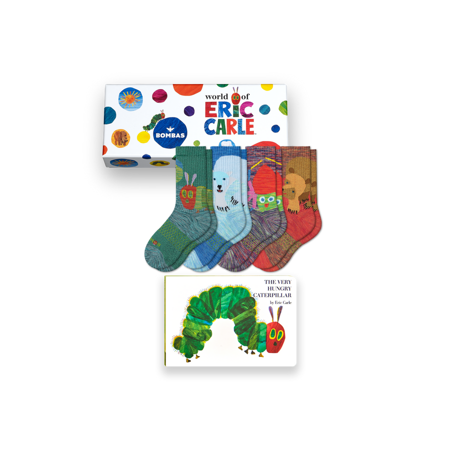 Youth Eric Carle Calf Sock 4-Pack Gift Box & Book - Family Ready